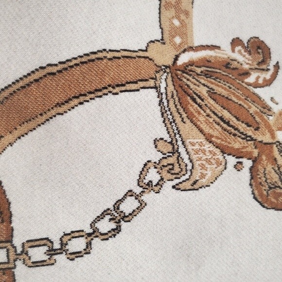 Chico's Classic Chain Belt and Floral Motif Bateau Neck Pullover Sweater Sz M - Picture 13 of 14